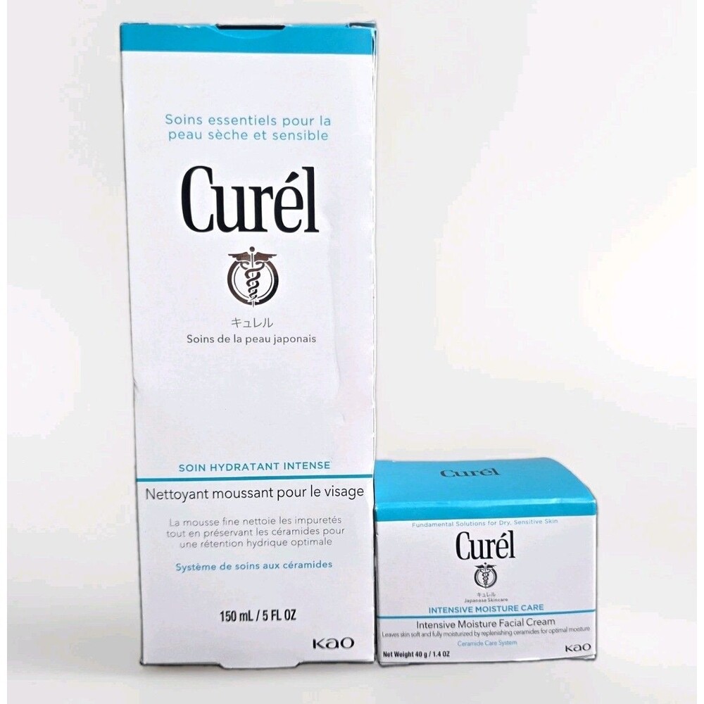 Curél Japanese Skincare Set Foaming Facial Wash 5oz & Moisture Cream 1.4oz
